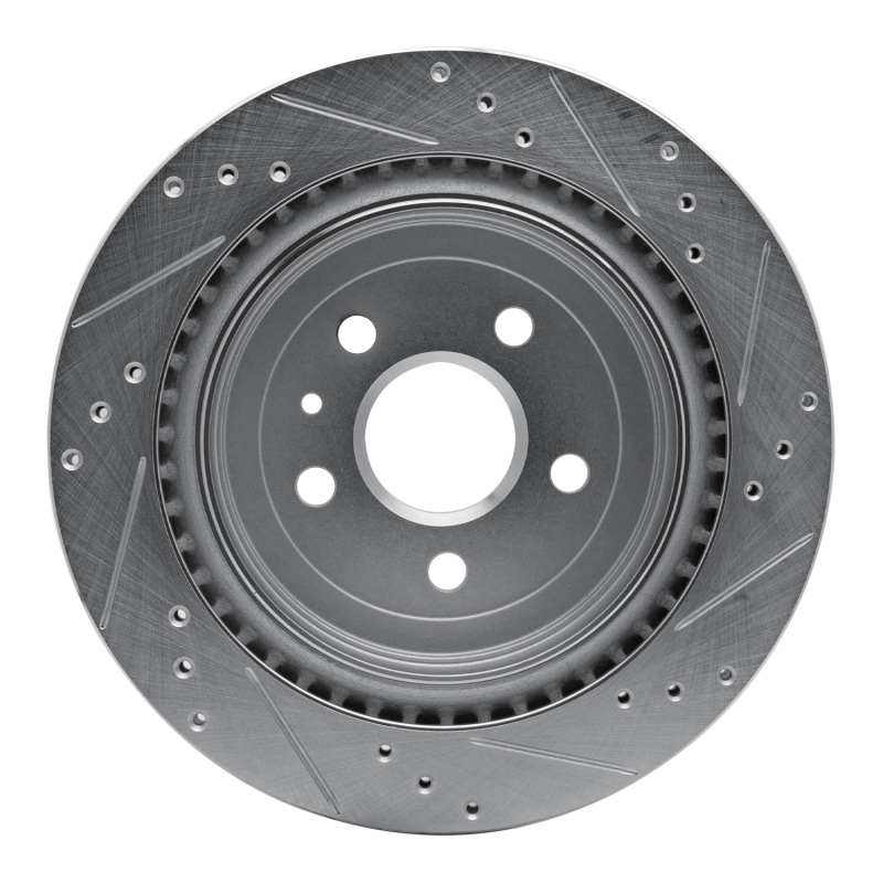 Cadillac CTS Brake Rotor (1) - Rear Left - R1 Concepts - Drilled & Slotted - Silver - `08-`14